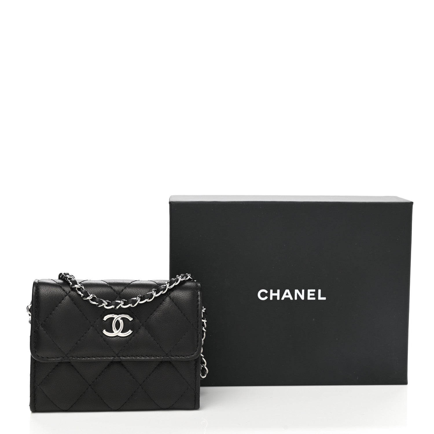 Chanel Lambskin Quilted Clutch With Chain Black 7 of 7