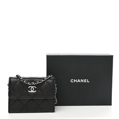 Chanel Lambskin Quilted Clutch With Chain Black 7 of 7