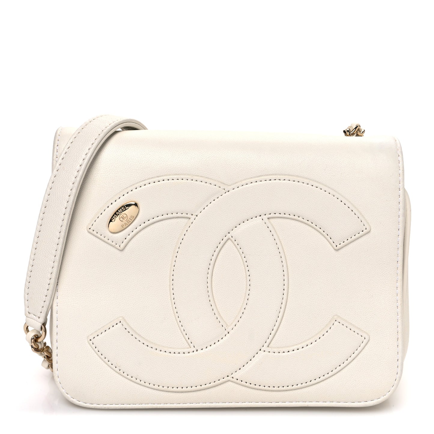Lambskin CC Mania Flap Bag White