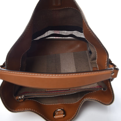 Burberry Canvas Mega Check Medium Ashby Hobo Saddle Brown 5 of 10