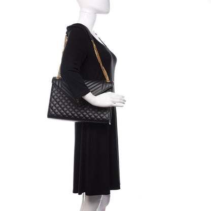 Saint Laurent Grain De Poudre Textured Mixed Matelasse Large Triquilt Monogram Satchel Black 2 of 9