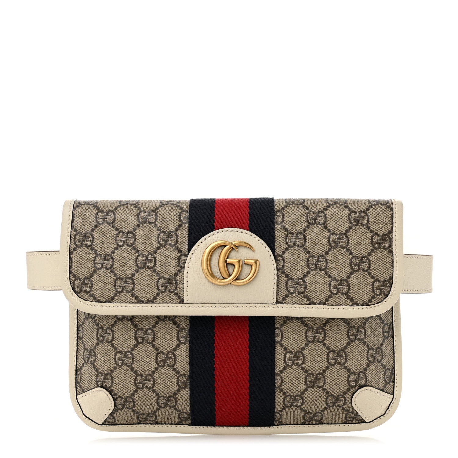 Gucci GG Supreme Monogram Web Small Ophidia Belt Bag 80 32 Beige Ebony White 1 of 10