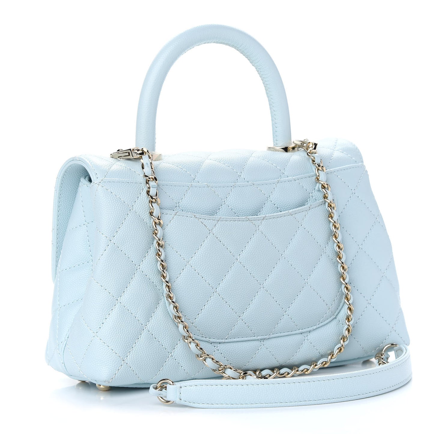 Caviar Quilted Mini Coco Handle Flap Light Blue