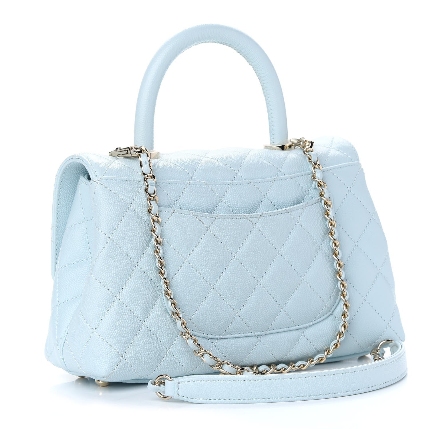 Chanel Caviar Quilted Mini Coco Handle Flap Light Blue 3 of 10
