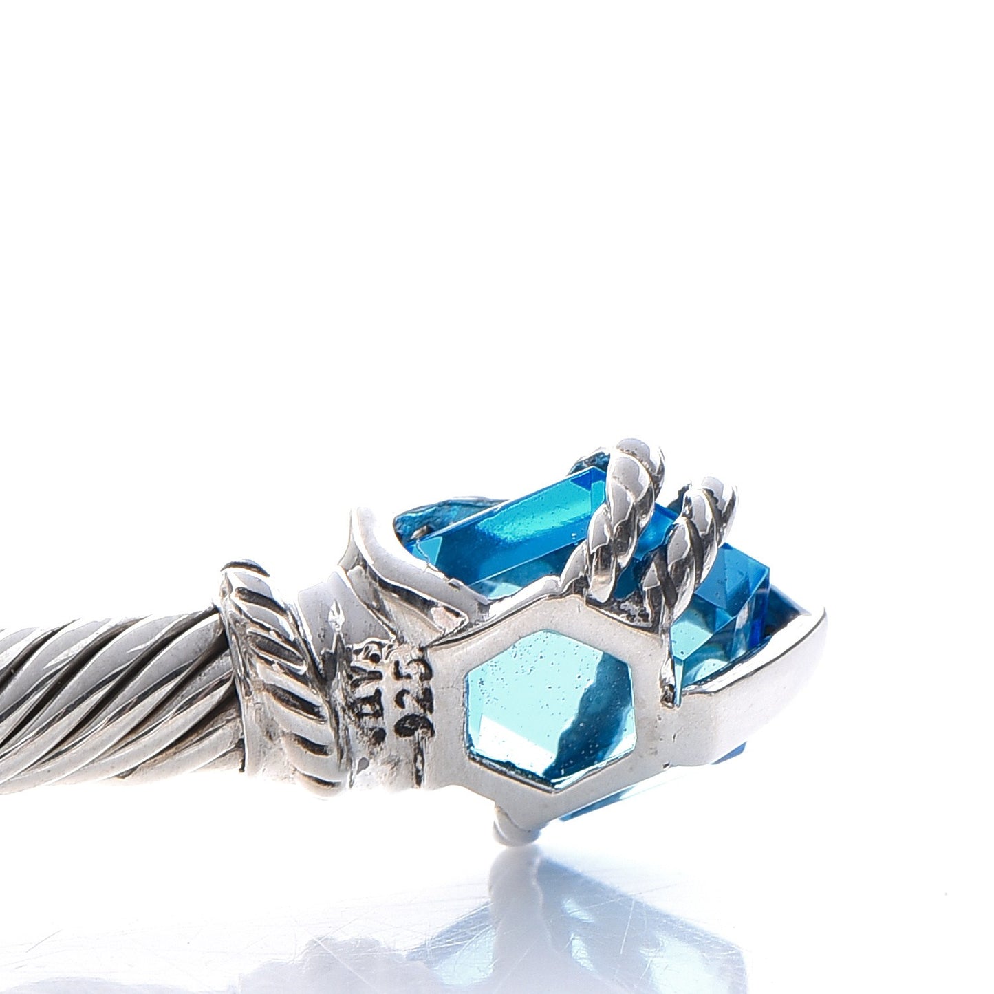 Sterling Silver Hampton Blue Topaz Diamond 4mm Cable Wrap Bracelet