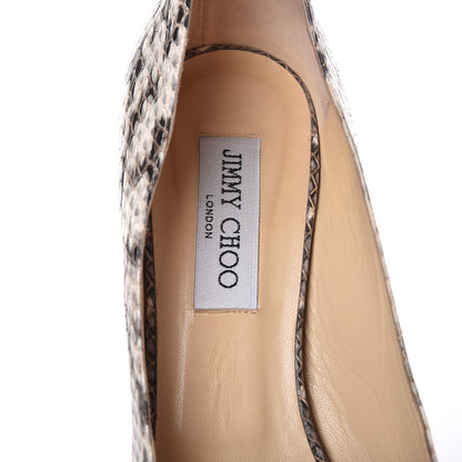 Jimmy Choo Glossy Elaphe Snakeskin Crown Peep Toe Pumps 40 Natural 8 of 12