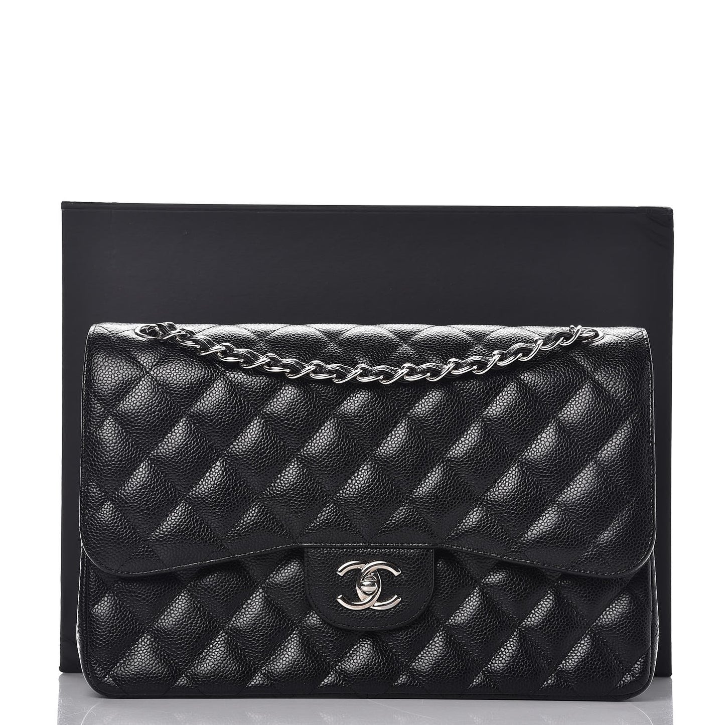 Caviar Quilted Jumbo Double Flap Black