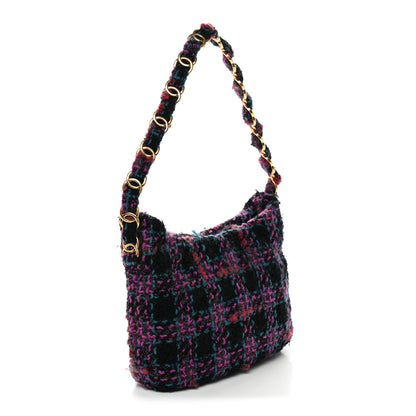 Chanel Cashmere Tweed Quilted CC Links Hobo Purple Multicolor 3 of 10
