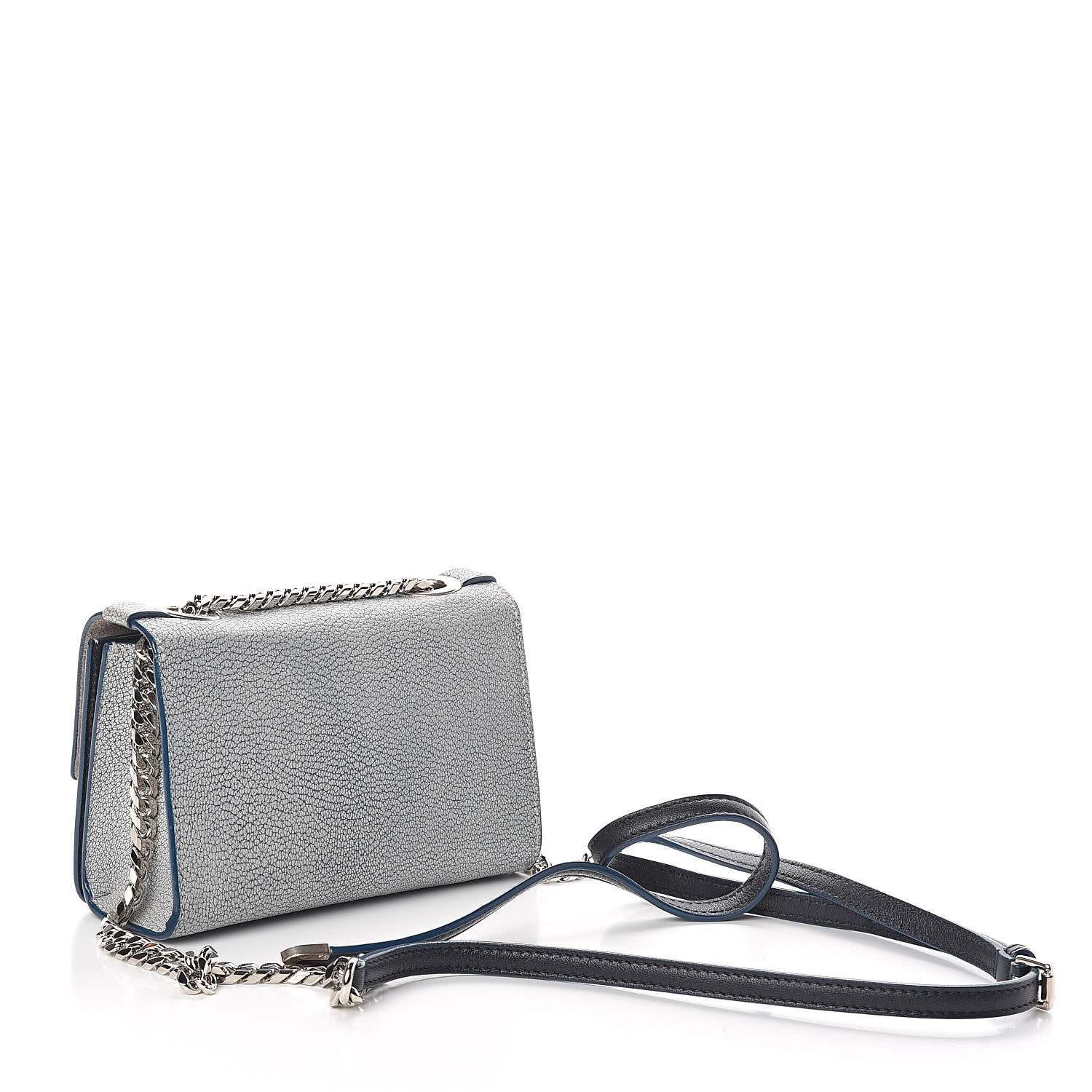 Jimmy Choo Washed Grainy Goatskin Mini Rebel Crossbody Bag Latte Denim 3 of 8