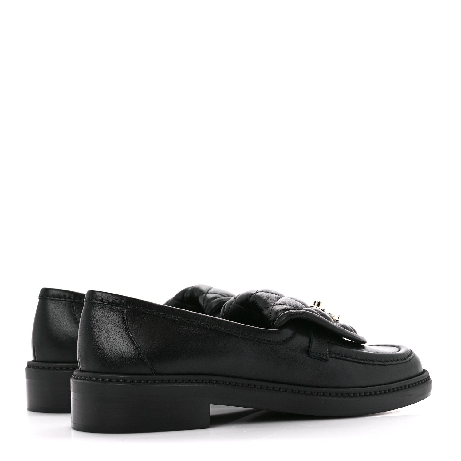 Chanel Lambskin Quilted CC Turnlock Loafers 37.5 Black 4 of 8