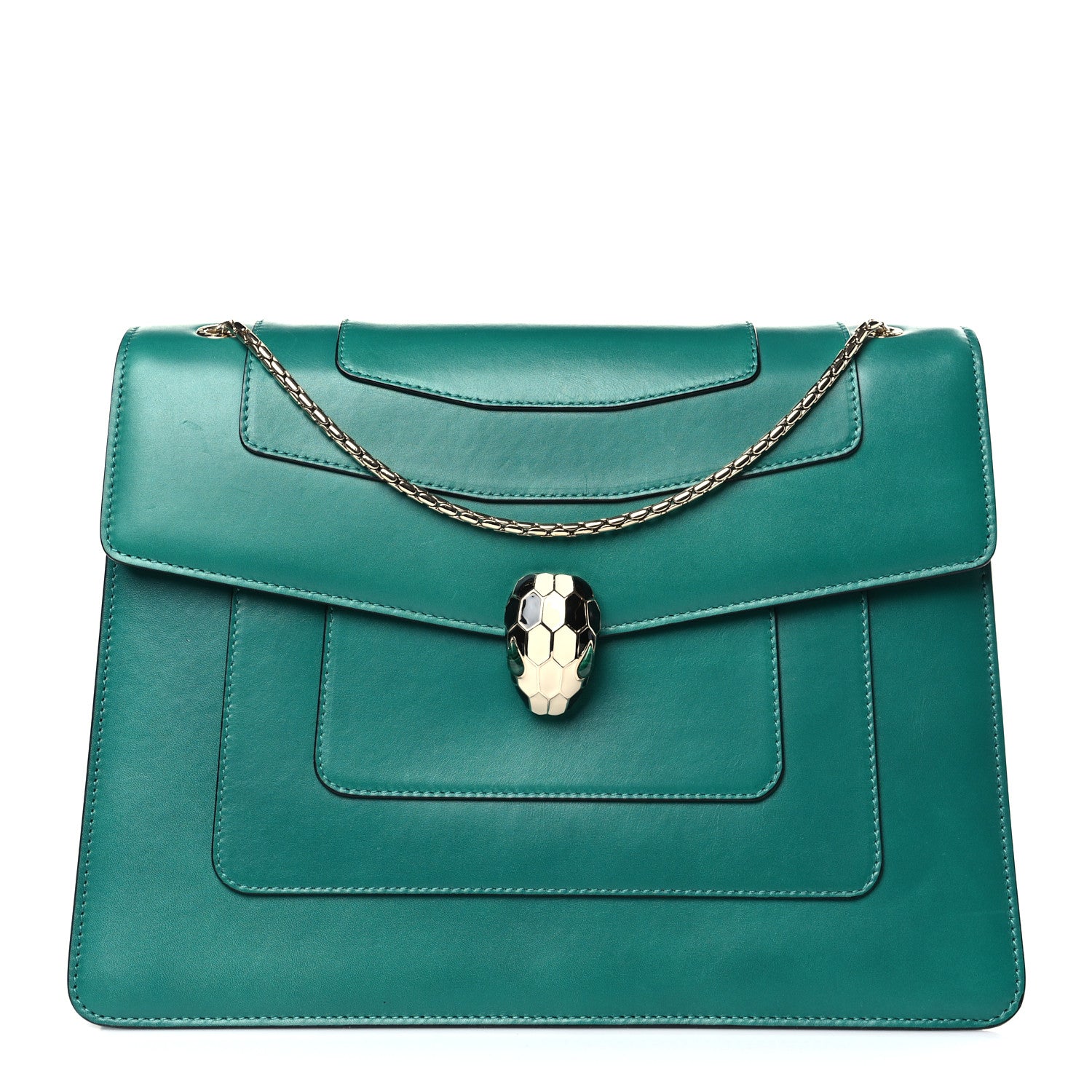Bulgari Calfskin Serpenti Forever Crossbody Emerald Green 3 of 9