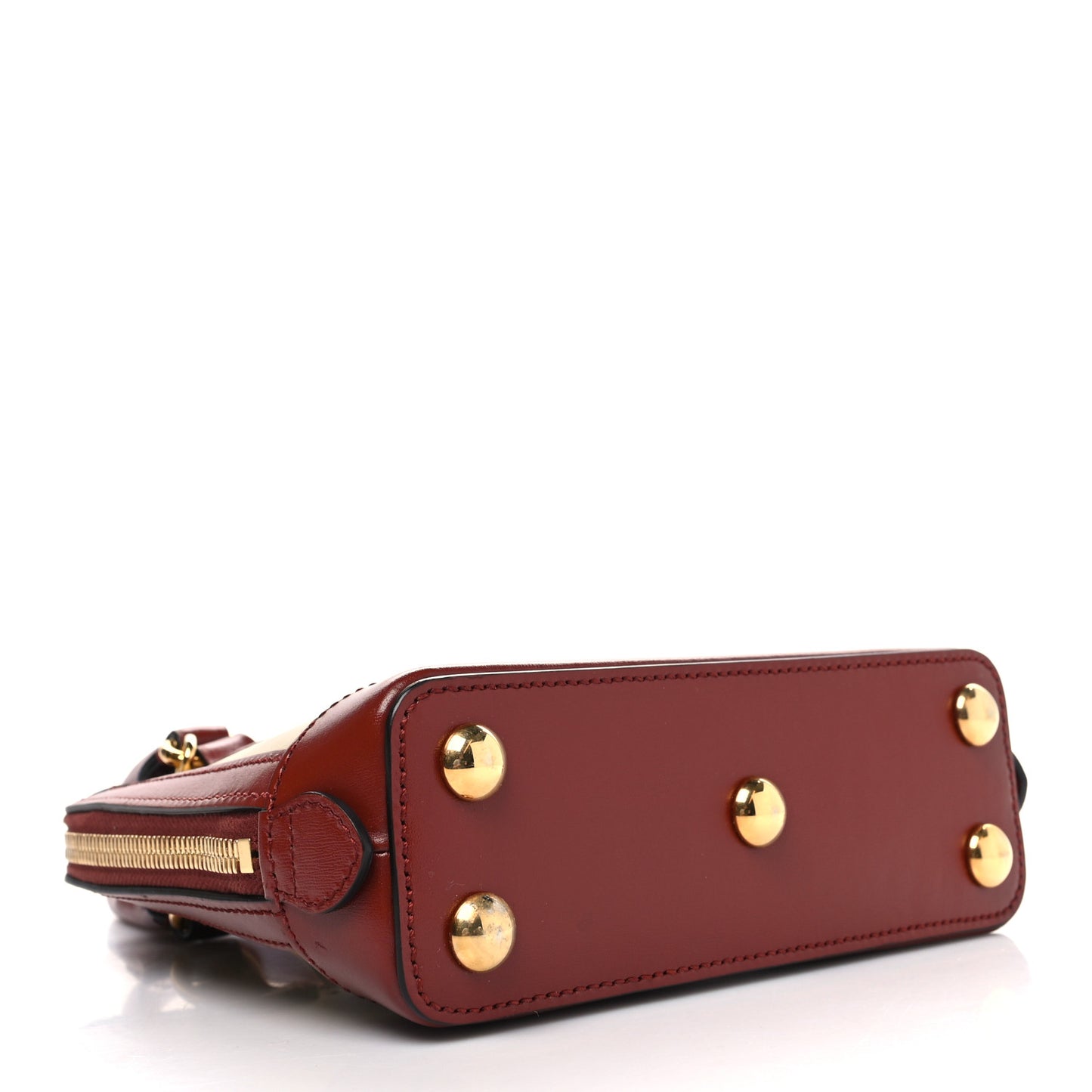 Textured Calfskin Mini Horsebit 1955 Top Handle Bag Beige Red
