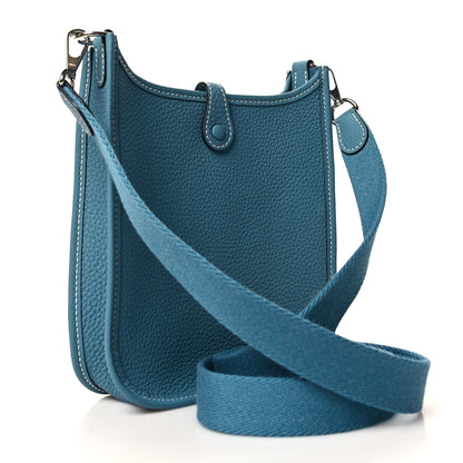 Hermes Taurillon Clemence Evelyne TPM New Blue Jean 3 of 11