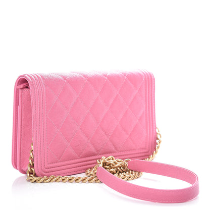 Chanel Caviar Quilted Boy Wallet On Chain WOC Pink 3 of 14