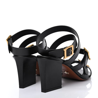 Christian Dior Calfskin Double D 70mm Sandals 37.5 Black 3 of 4