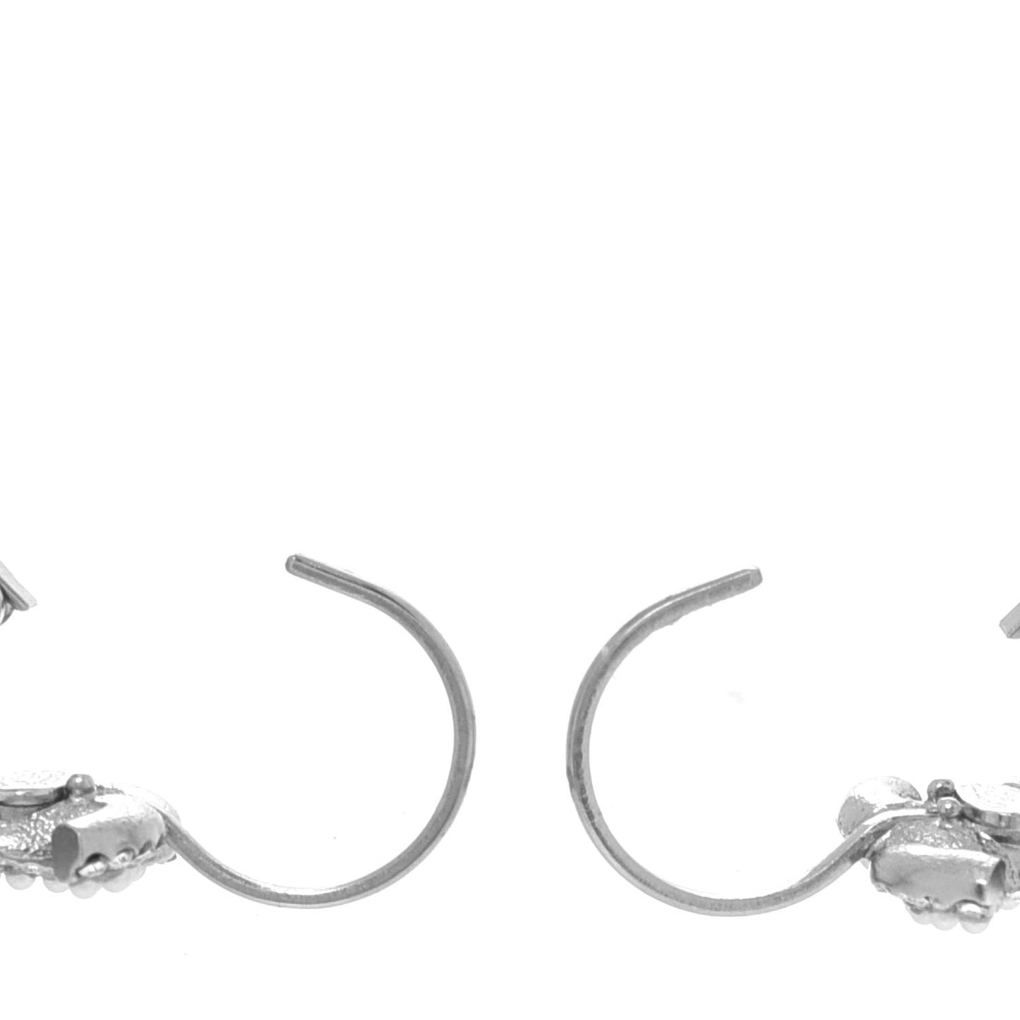 Crystal Pearl CC Drop Earrings Silver