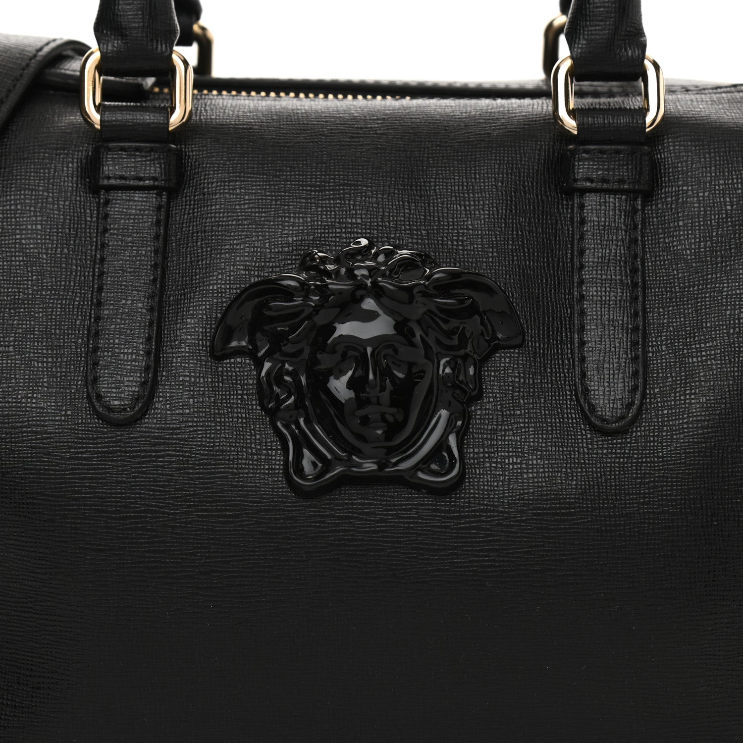 Versace Saffiano Calfskin Palazzo Duffle Bag Black 7 of 8