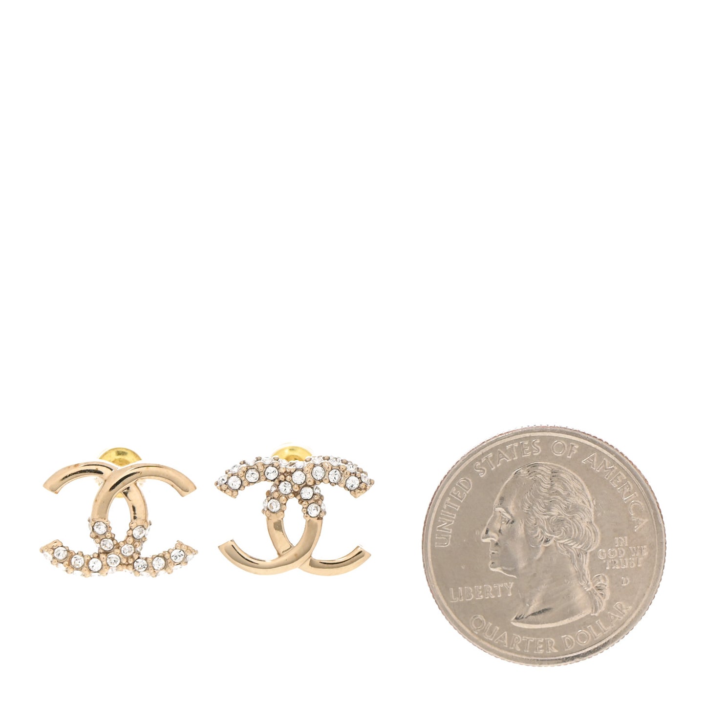 Crystal Metal CC Earrings Gold