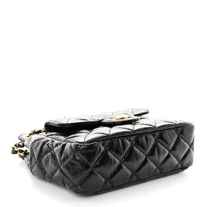 Chanel Shiny Crumpled Calfskin Quilted Small Wavy CC Hobo Black 4 of 10