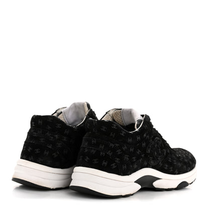 Chanel Suede Calfskin Printed CC Sneakers 35 Black 5 of 10