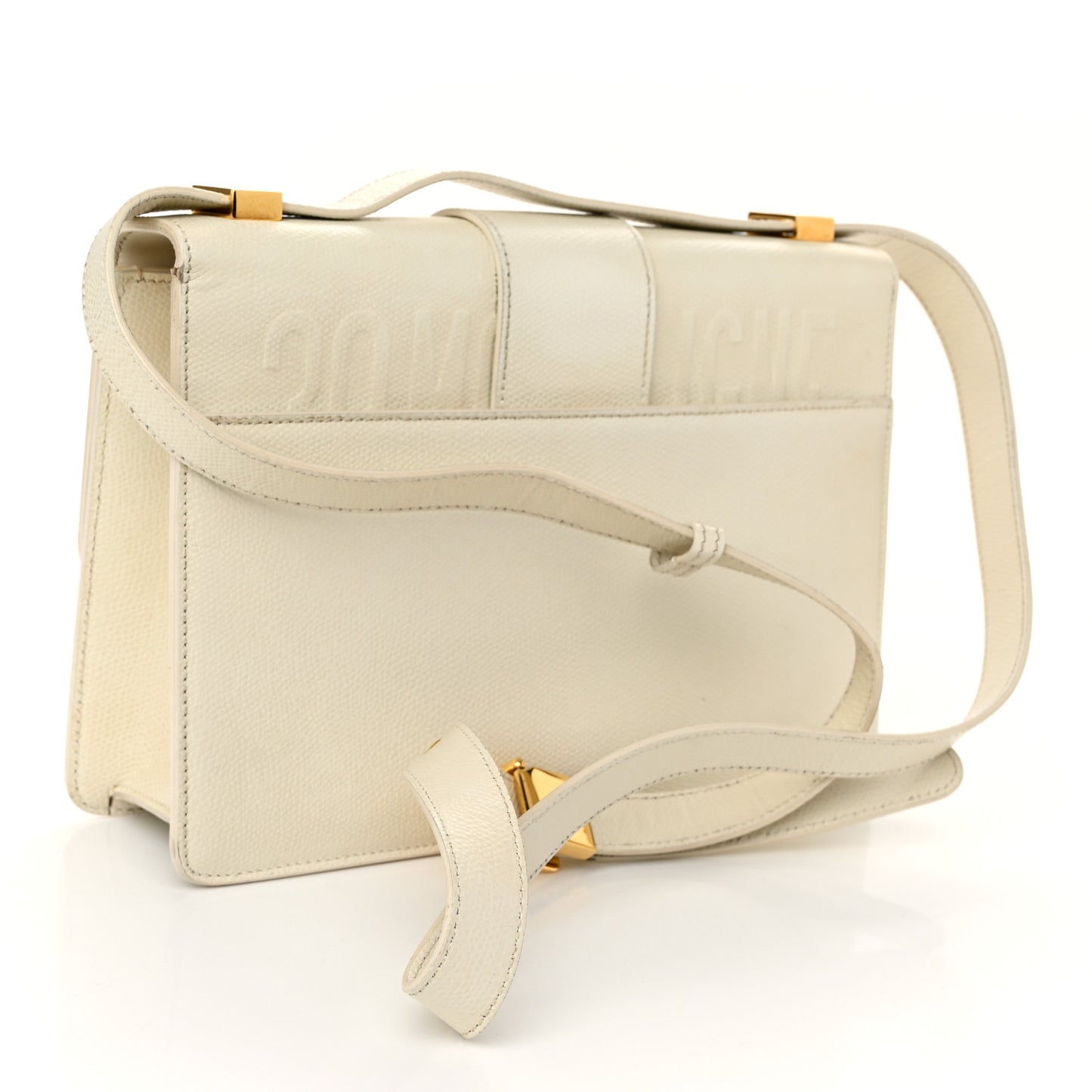 Grained Calfskin 30 Montaigne Flap Bag White