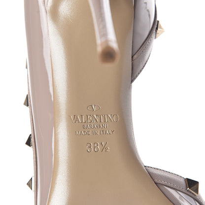 Valentino Garavani Patent Rockstud Ankle Strap d'Orsay Open Toe Pumps 38.5 Poudre 6 of 8