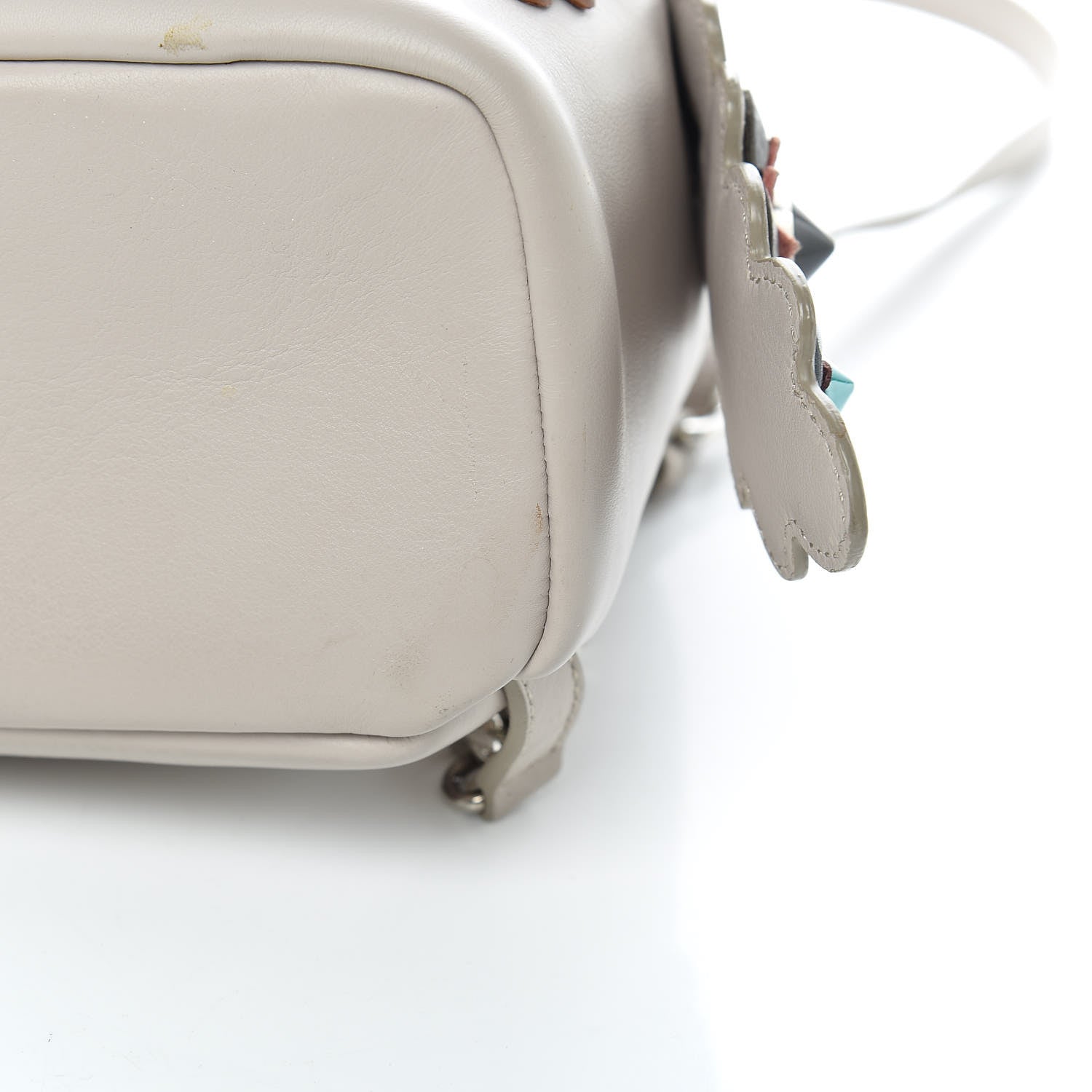 Fendi Vitello Dolce Flowerland Studded Mini Backpack Grigio Polvere Multicolor 11 of 11