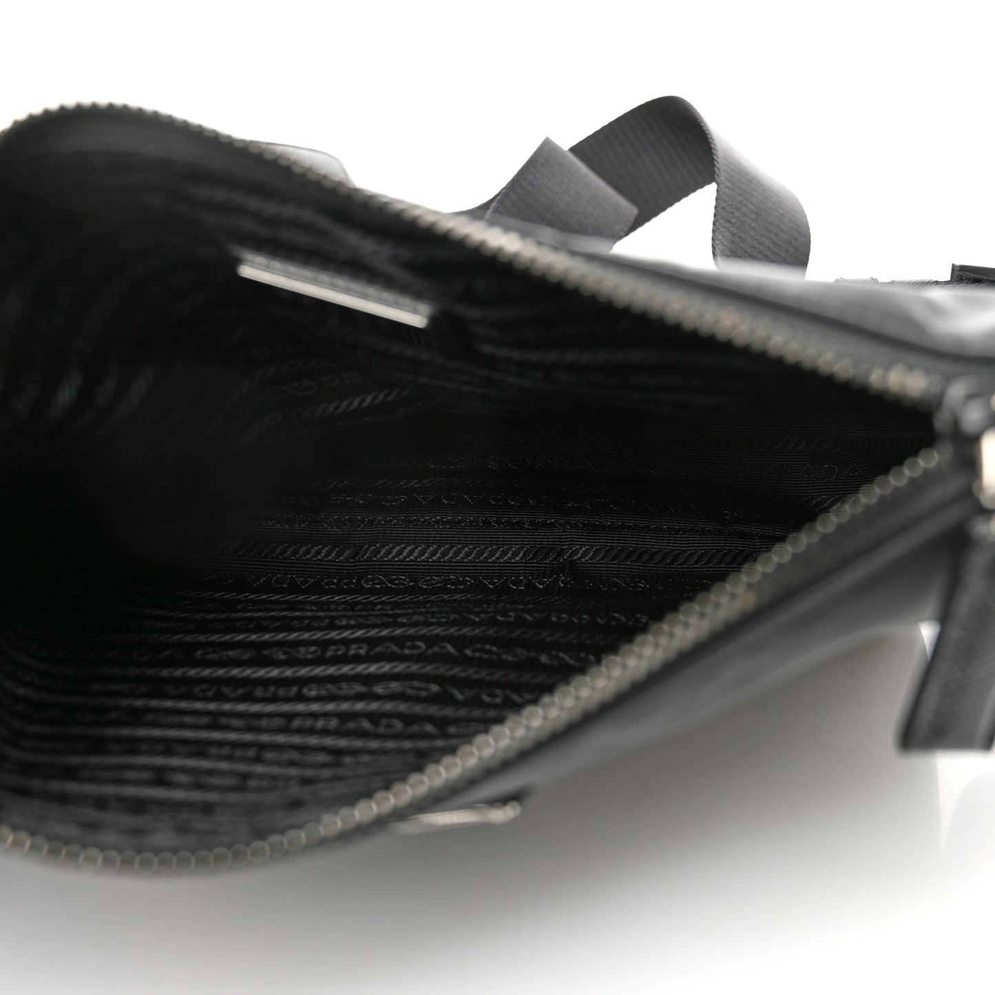 Re-Nylon Saffiano Pocket Zippered Shoulder Bag Black