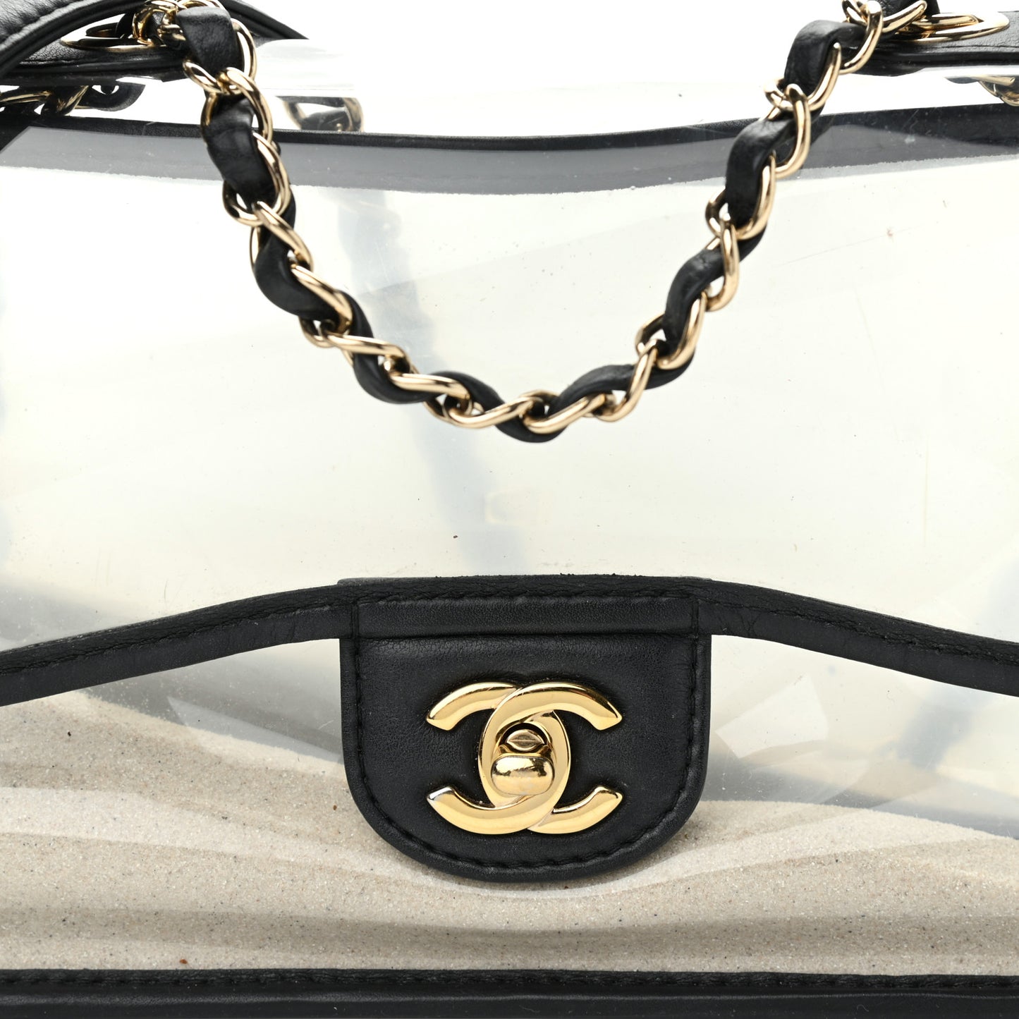 Lambskin PVC Medium Coco Sand Flap Black
