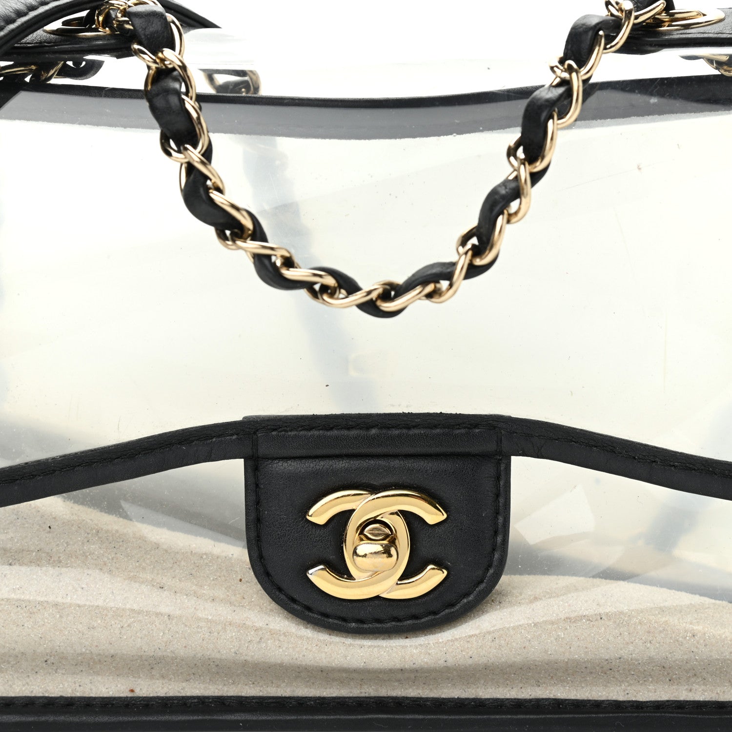 Chanel Lambskin PVC Medium Coco Sand Flap Black 8 of 10