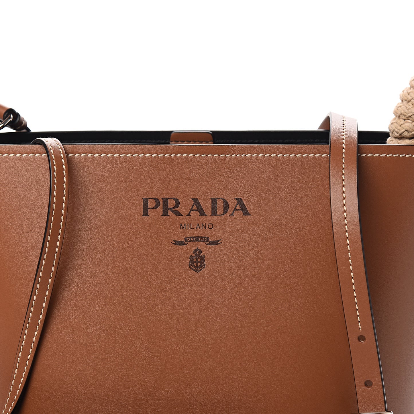 City Calfskin Knotted Rope Bucket Bag Cognac