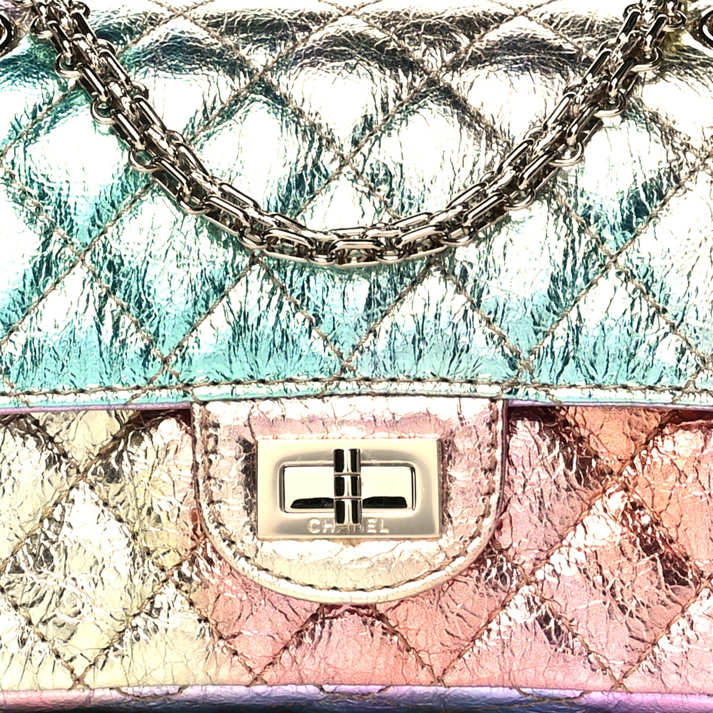 Metallic Goatskin Quilted Mini 2.55 Reissue Flap Multicolor