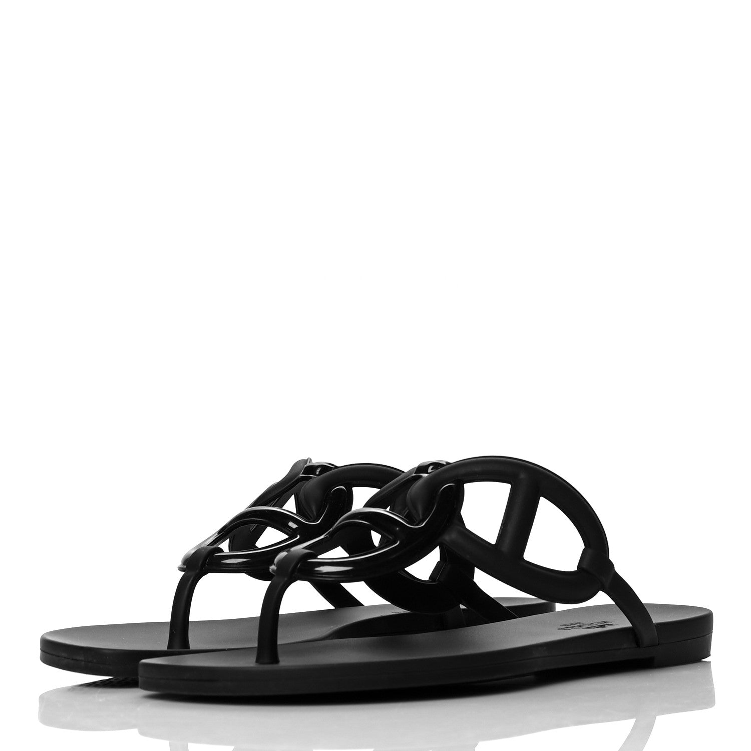 Hermes Rubber Womens Egerie Sandals 36 Black 3 of 9