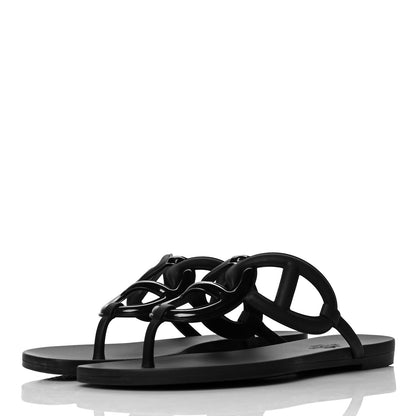 Hermes Rubber Womens Egerie Sandals 36 Black 3 of 9