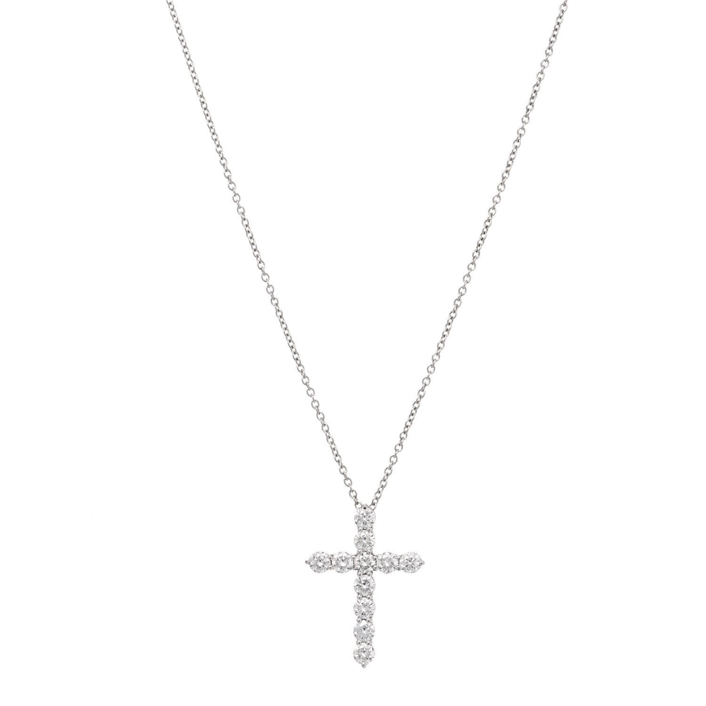 Platinum Diamond Medium Cross Pendant Necklace