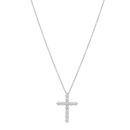 Tiffany Platinum Diamond Medium Cross Pendant Necklace 1 of 5
