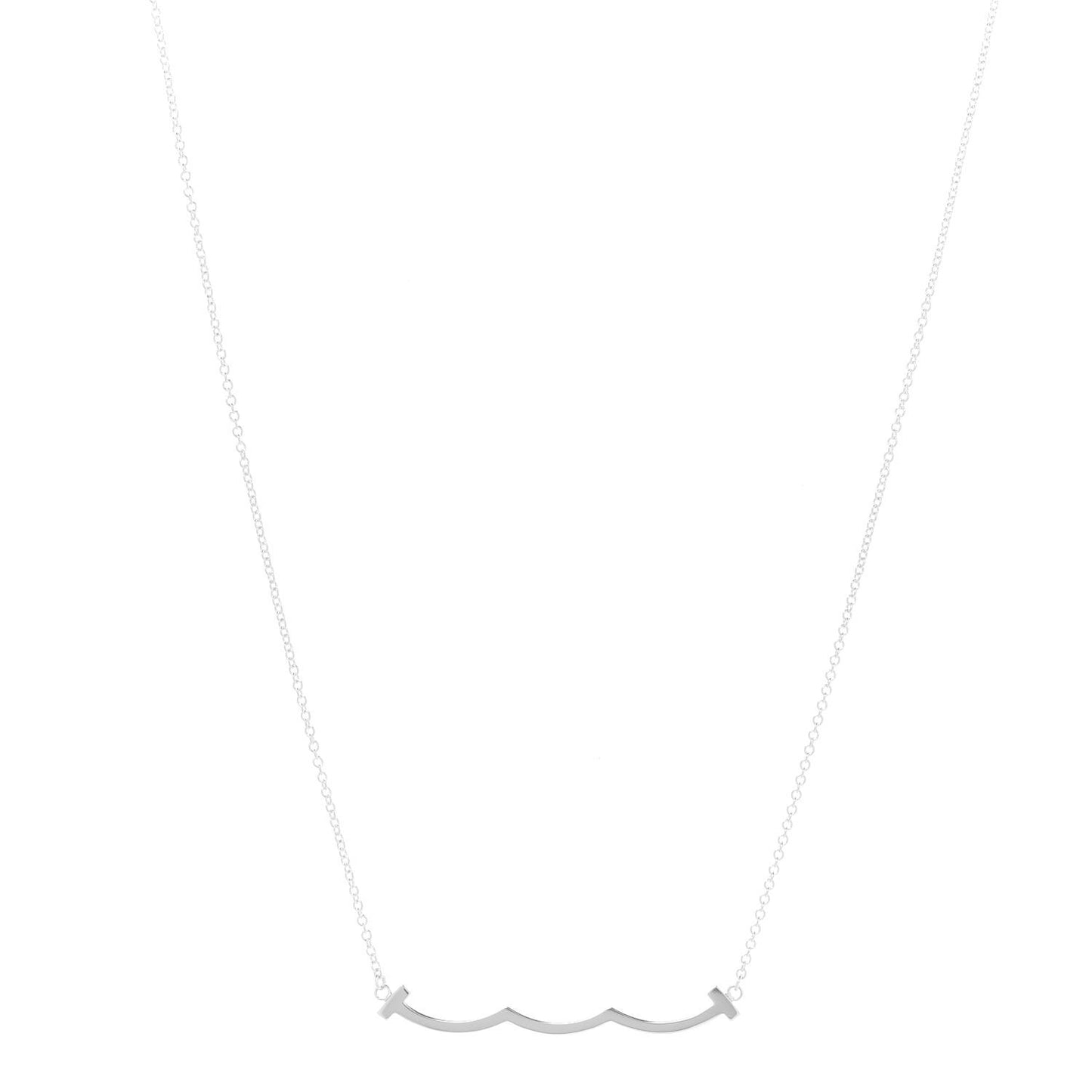 Sterling Silver Small T Wave Pendant Necklace