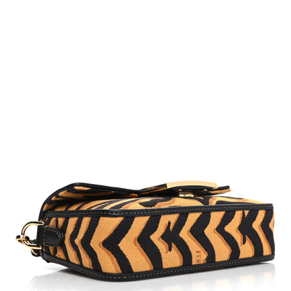 Fendi Canvas Chinese New Year Tiger Embroidered Mini Baguette Black Dark Yellow 4 of 11