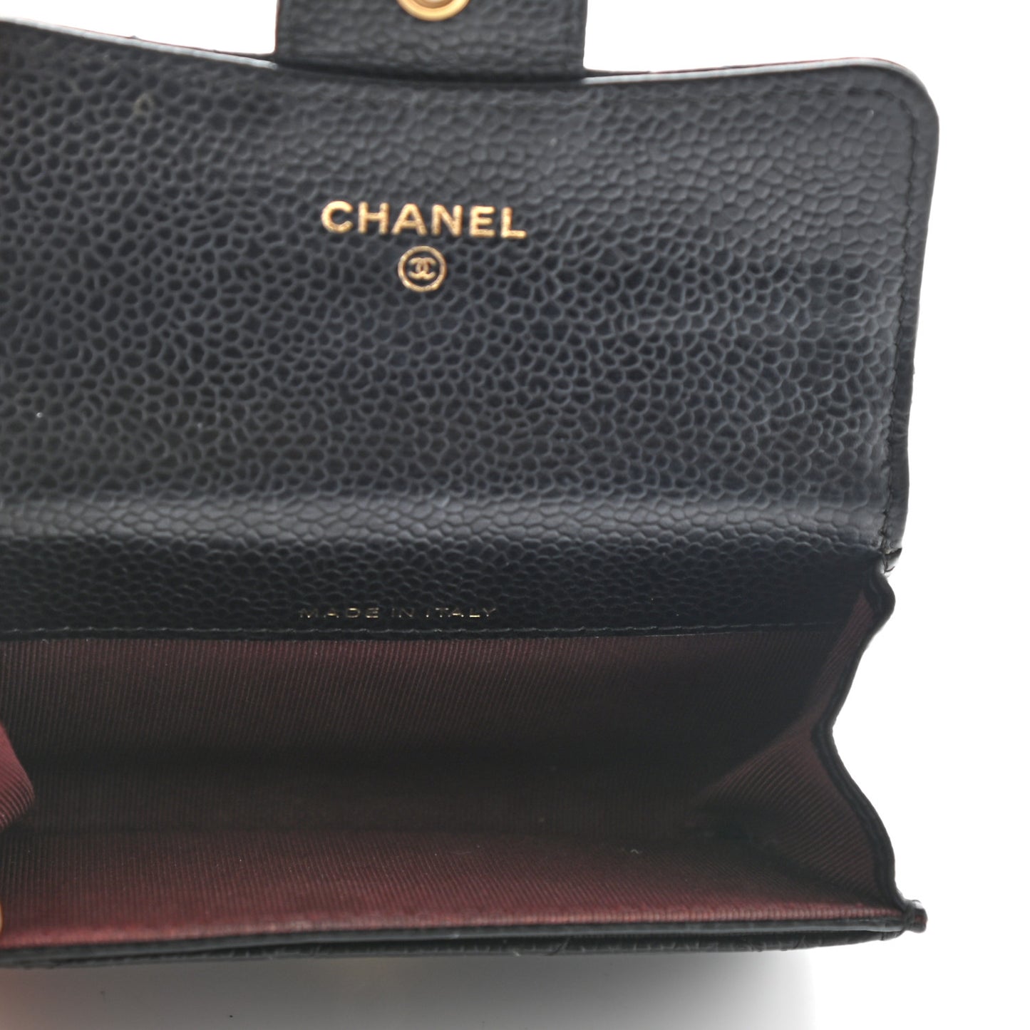 Caviar Quilted Flap Card Holder Wallet Black