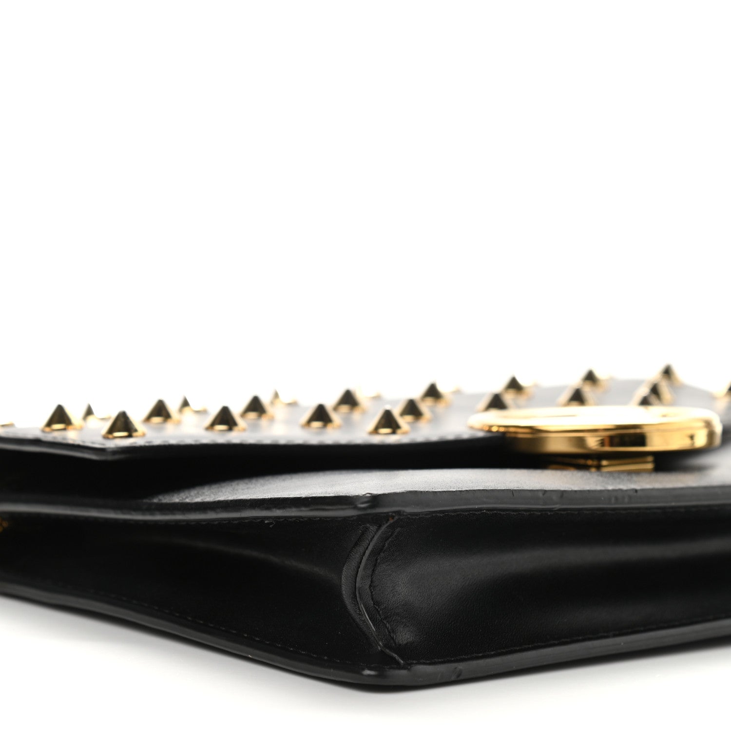 Fendi Vitello Liberty F is Fendi Studded Medium Envelope Wallet on Chain Black 8 of 10