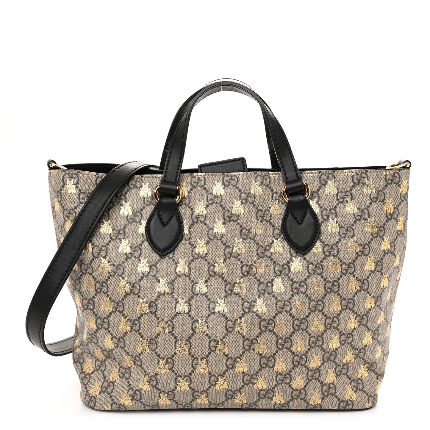 Soft GG Supreme Monogram Bees Small Crossbody Tote Beige Oro Black