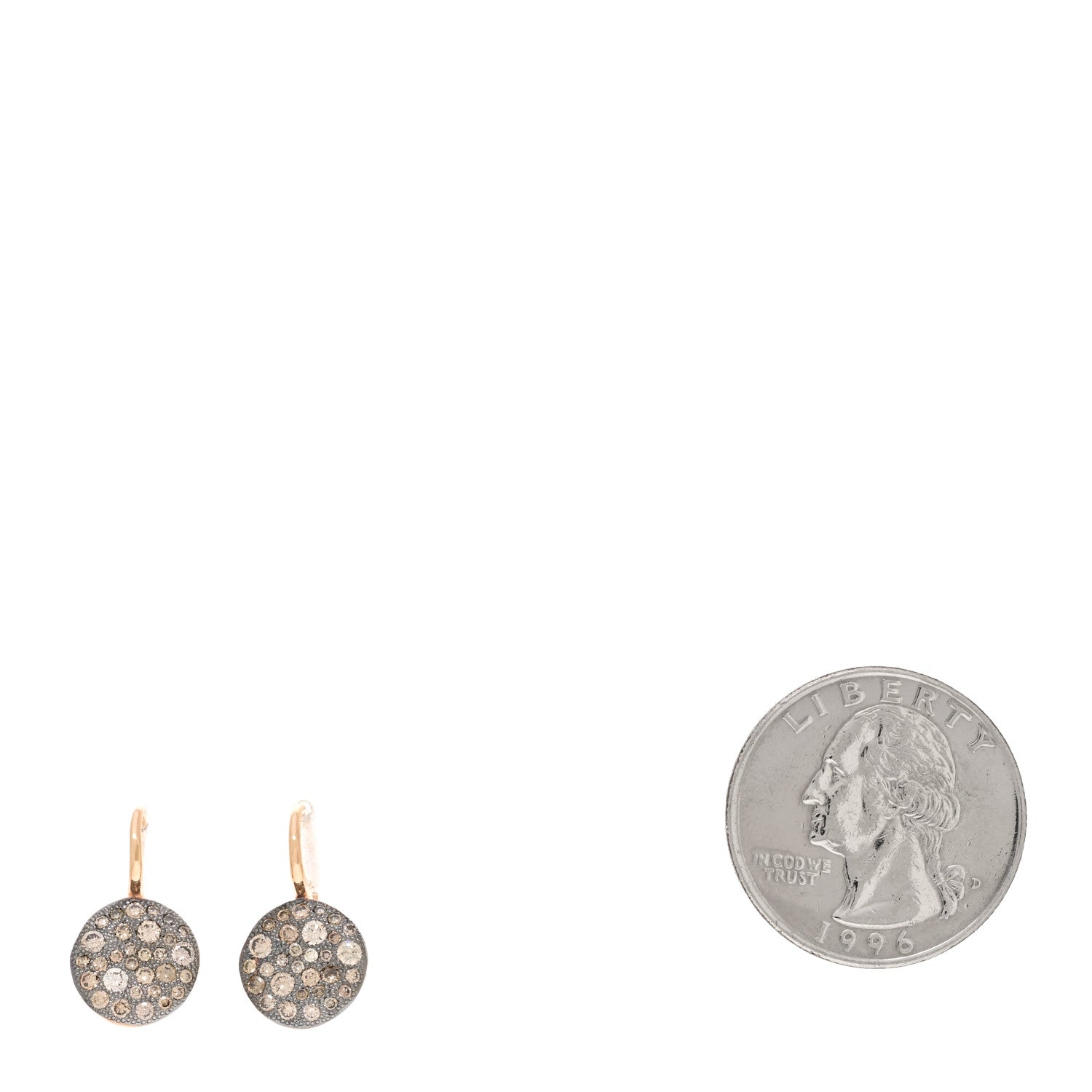 Pomellato 18K Rose Gold Brown Diamond Sabbia Disc Earrings 2 of 5