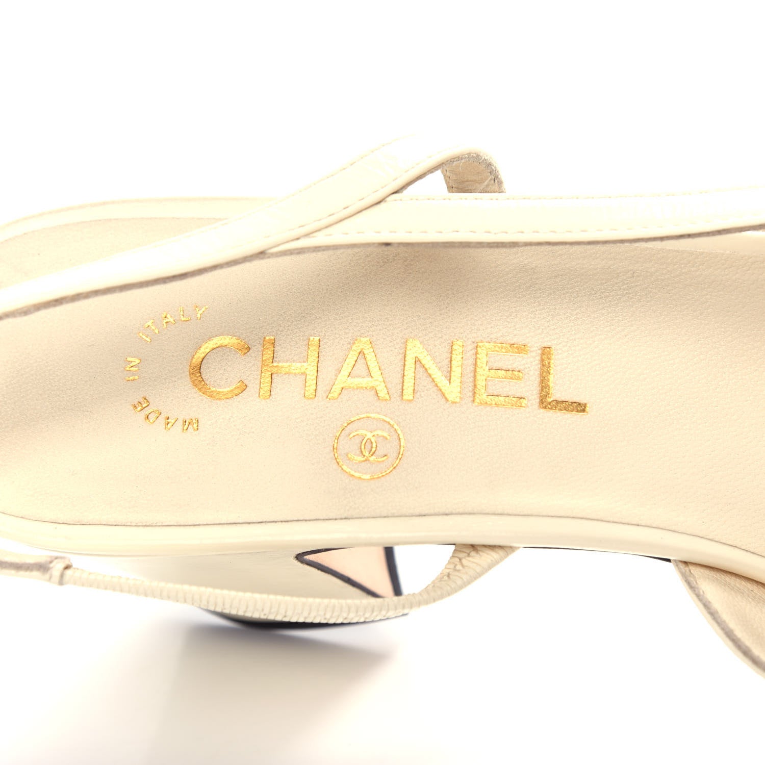 Chanel Patent Calfskin Cap Toe CC Slingback Pumps 39.5 White Black 8 of 12