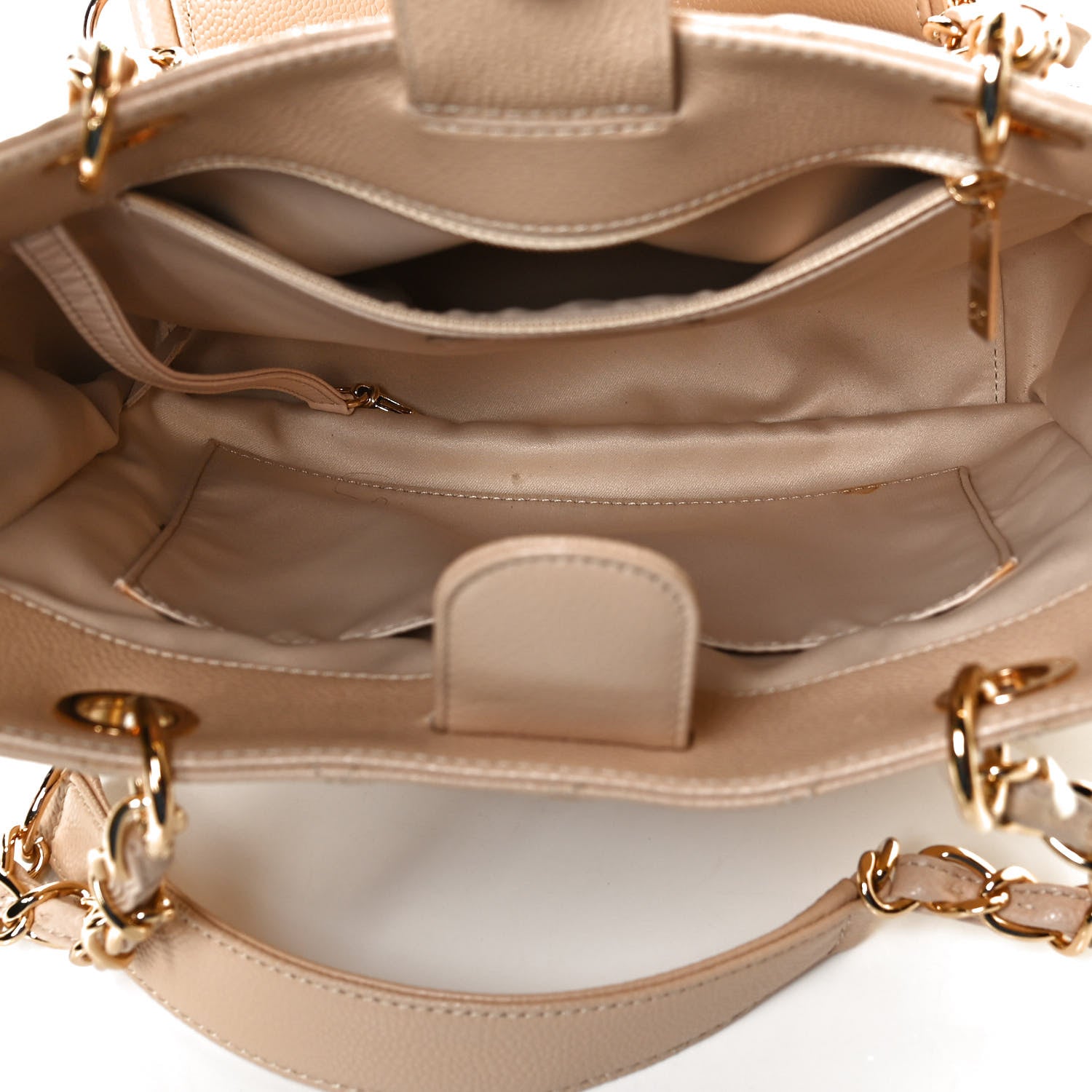 Chanel Caviar Quilted Petit Shopping Tote PST Beige 5 of 10