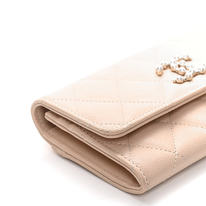 Chanel Caviar Pearl Quilted Coco Candy Wallet Beige 5 of 12