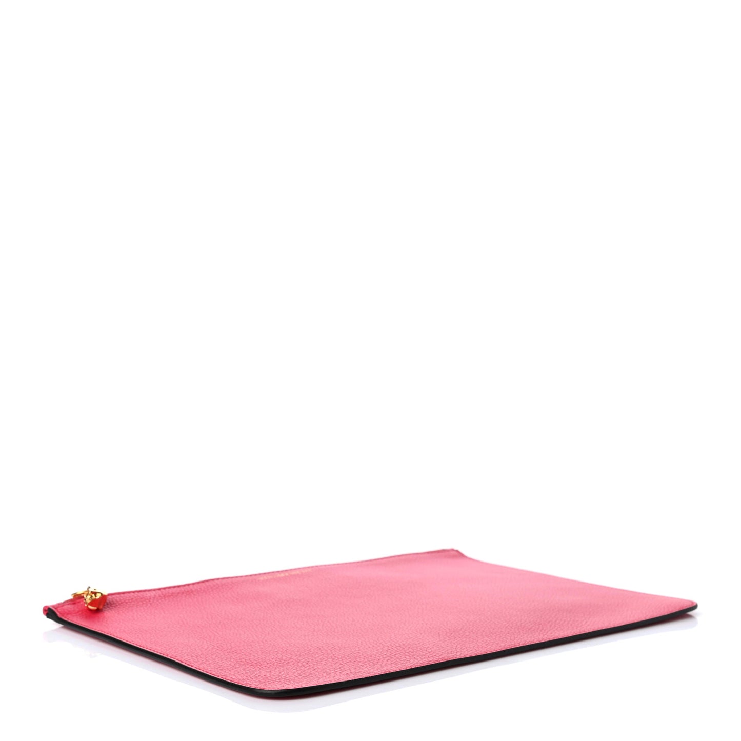 Calfskin Skull Zip Pouch Fuchsia