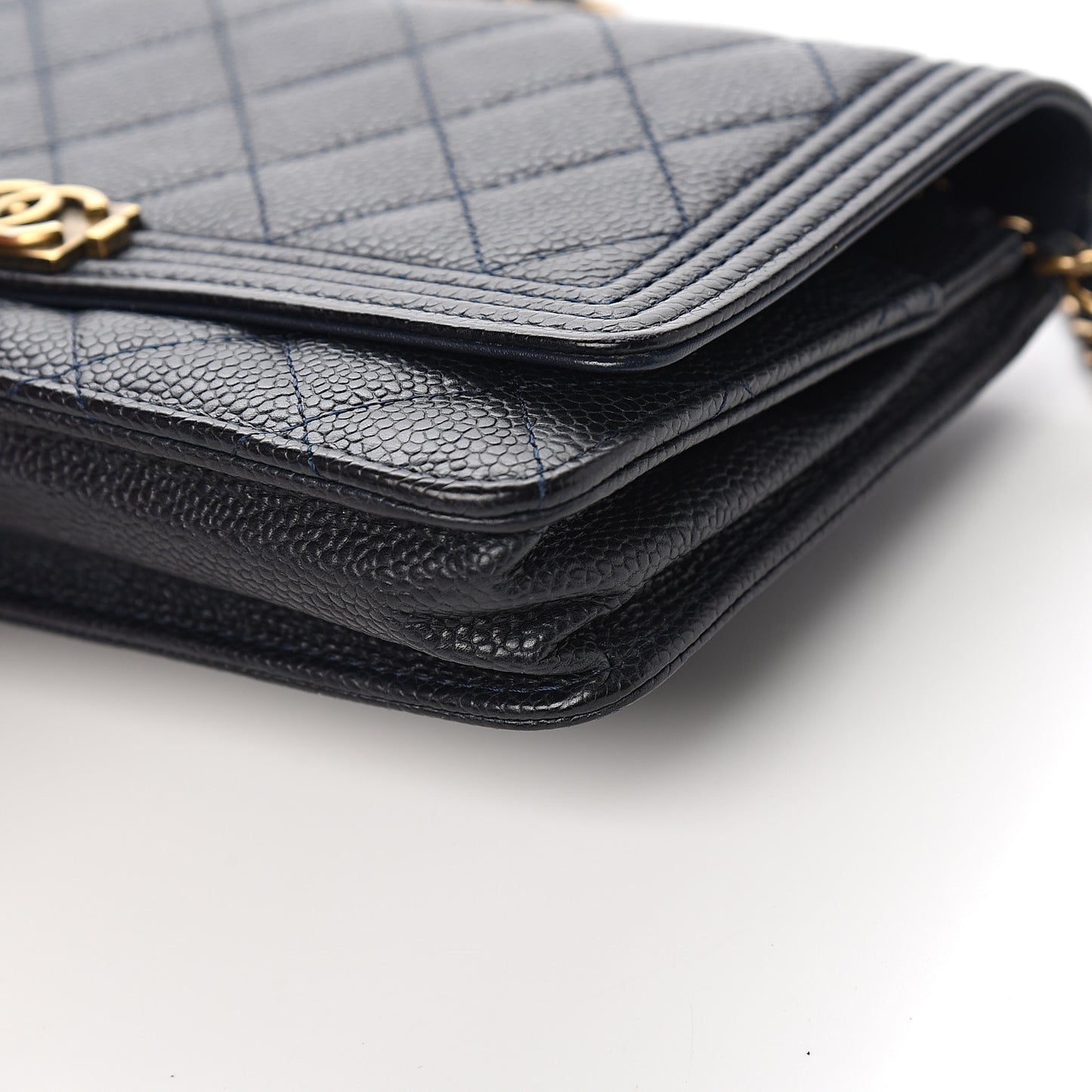 Caviar Quilted Boy Wallet On Chain WOC Navy
