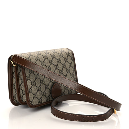 Gucci GG Supreme Monogram Azalea Calfskin Mini Retro Interlocking G Flap Shoulder Bag Beige Ebony Brown Sugar 3 of 11