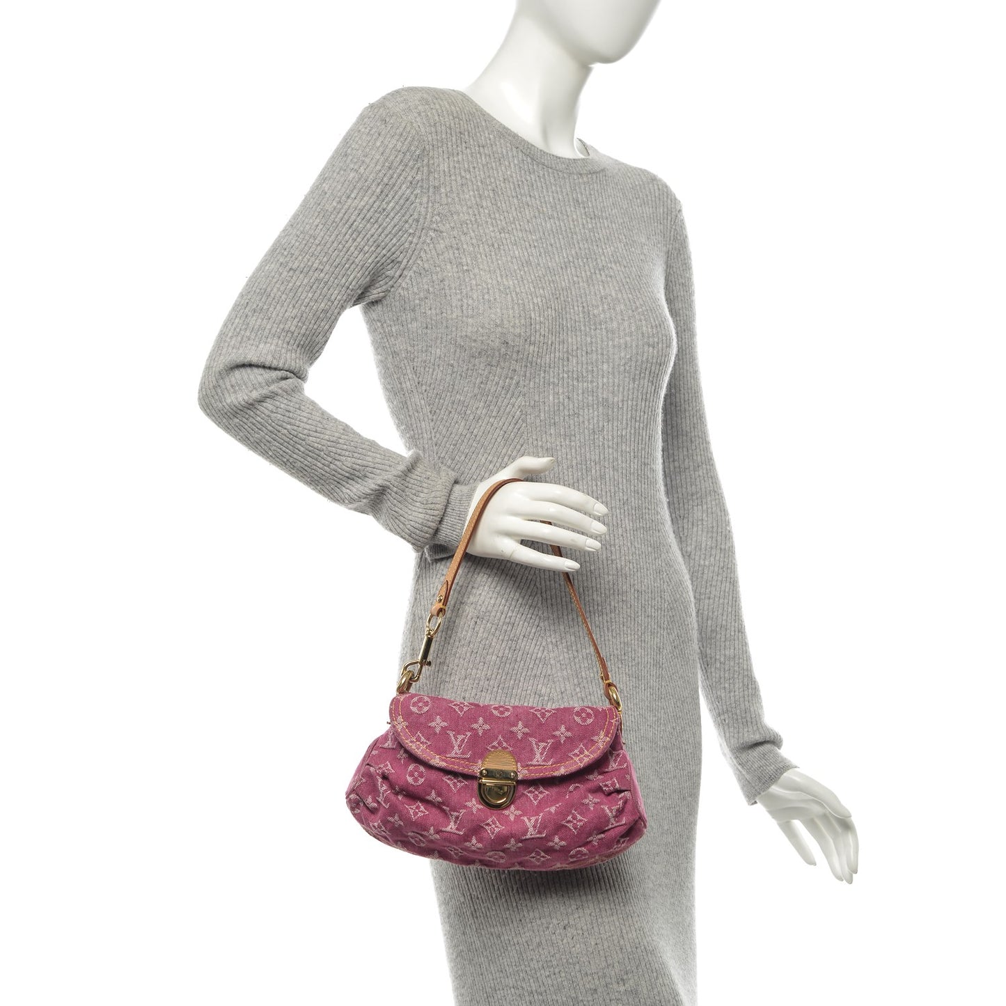 Monogram Denim Mini Pleaty Fuchsia