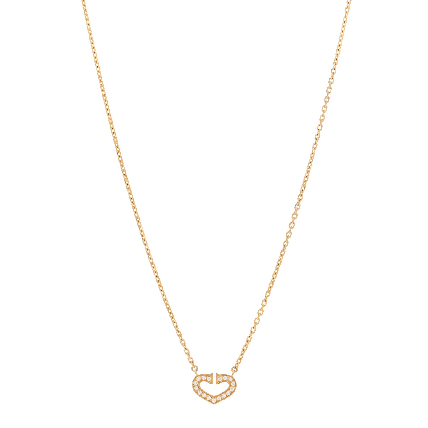 18K Yellow Gold Diamond Hearts And Symbols Pendant Necklace